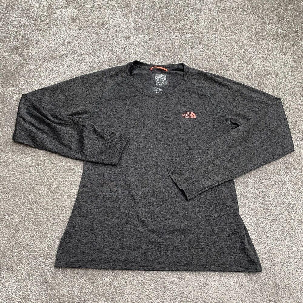 The North Face Vapor Wick Crew Active Shirt Womens Small Dark Gray Long Sleeve